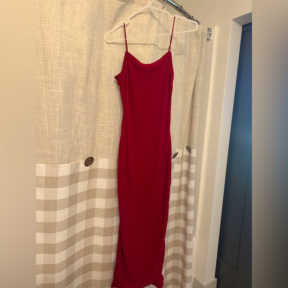 Red Spaghetti Strap Maxi Dress